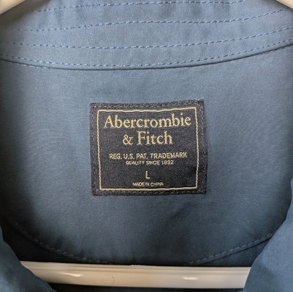 ABERCROMBIE & FITCH Men Casual Button Down Shirt Long Sleeve Size L Navy Blue - Picture 3 of 10